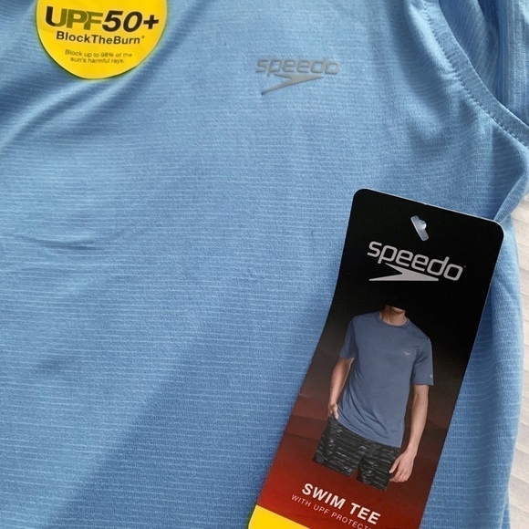𝅺SPEEDO Blue Swim Tee with UPF Protection NWTSize S - Picture 6 of 8